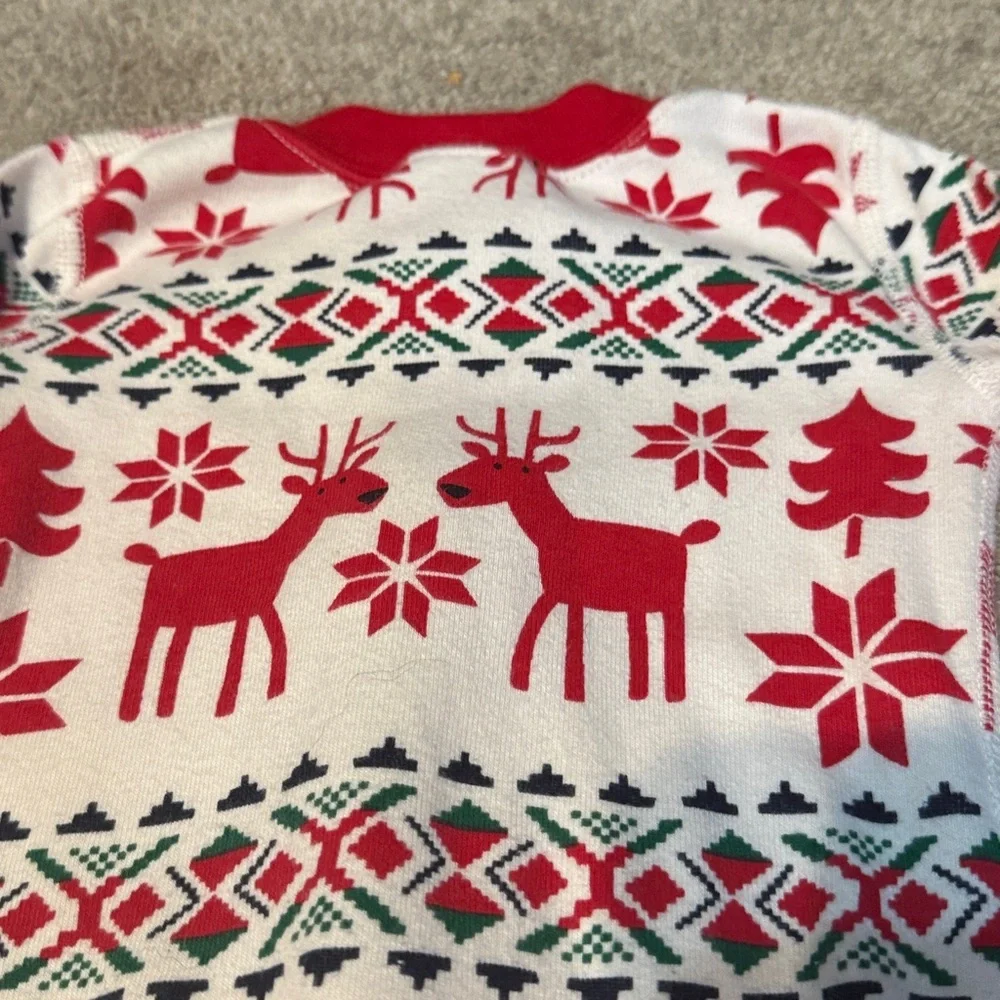 Hanna Andersson Christmas Reindeer Print Full Zip Open Footie Pajamas Size 2T
